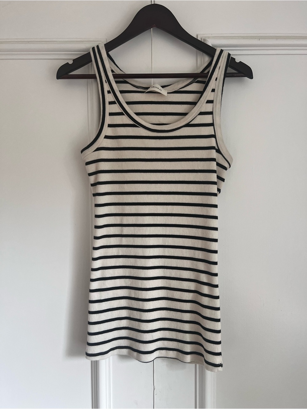 Striped Scoop Neck Tank Top in Black & White